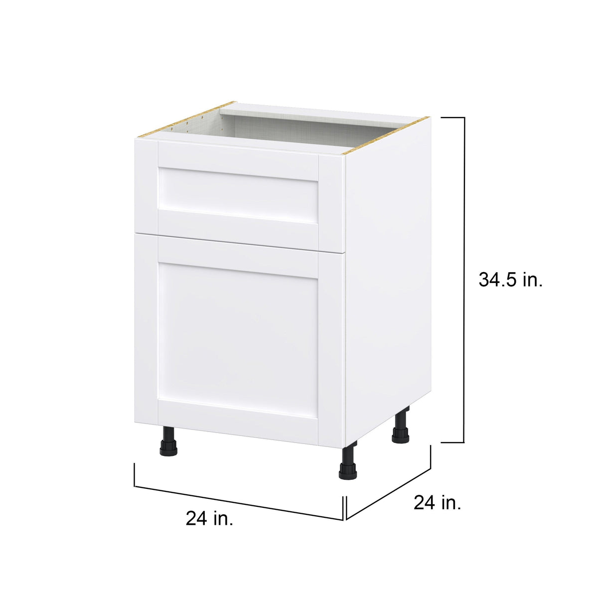 Hugo&Borg Rosemont 24-in W x 34.5-in H x 24-in D Glacier White 1-Drawer Base Fully Assembled Cabinet (Flat Panel Shaker Style)