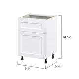 Hugo&Borg Rosemont 24-in W x 34.5-in H x 24-in D Glacier White 1-Drawer Base Fully Assembled Cabinet (Flat Panel Shaker Style)