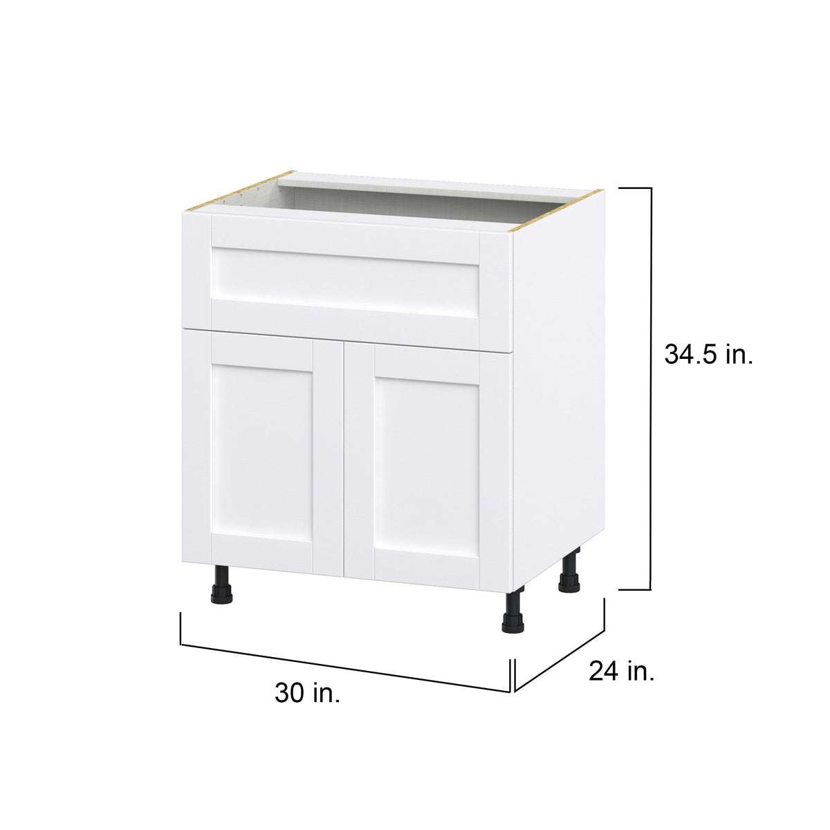 Hugo&Borg Rosemont 30-in W x 34.5-in H x 24-in D Glacier White 1-Drawer Base Fully Assembled Cabinet (Flat Panel Shaker Style)