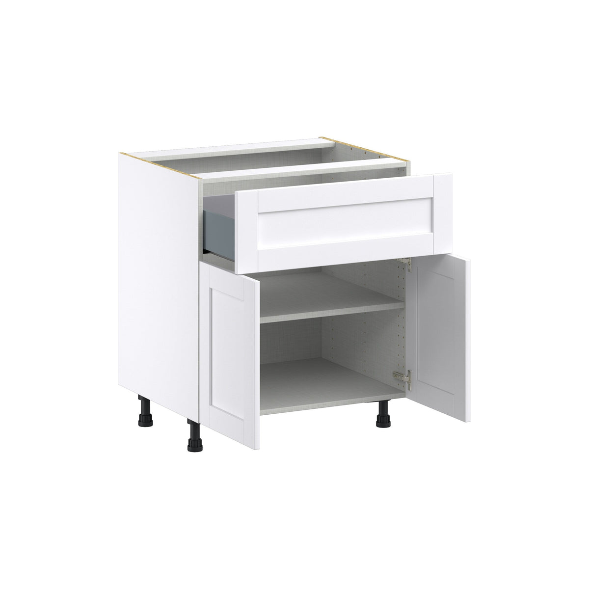 Hugo&Borg Rosemont 30-in W x 34.5-in H x 24-in D Glacier White 1-Drawer Base Fully Assembled Cabinet (Flat Panel Shaker Style)