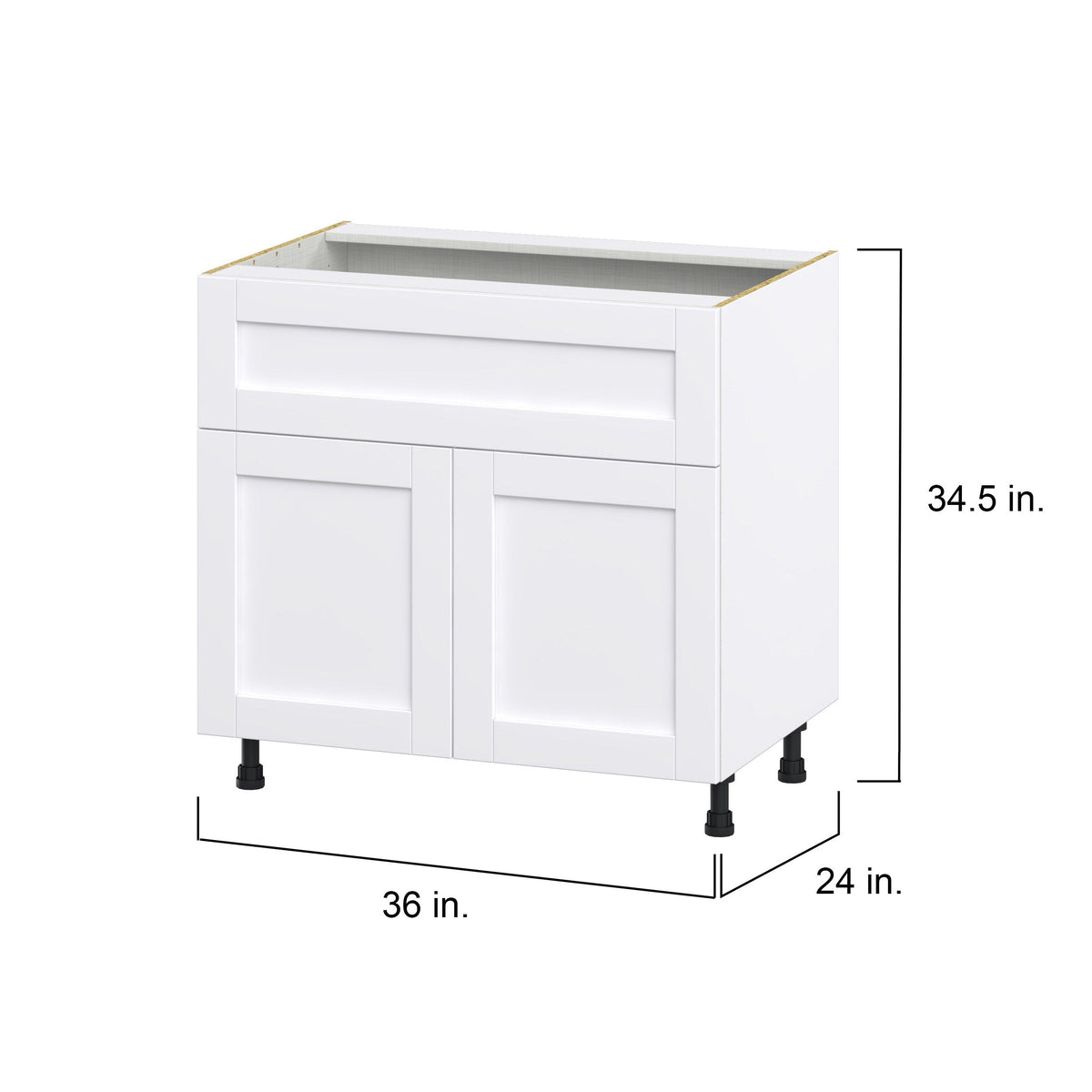 Hugo&Borg Rosemont 36-in W x 34.5-in H x 24-in D Glacier White 1-Drawer Base Fully Assembled Cabinet (Flat Panel Shaker Style)