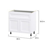 Hugo&Borg Rosemont 36-in W x 34.5-in H x 24-in D Glacier White 1-Drawer Base Fully Assembled Cabinet (Flat Panel Shaker Style)