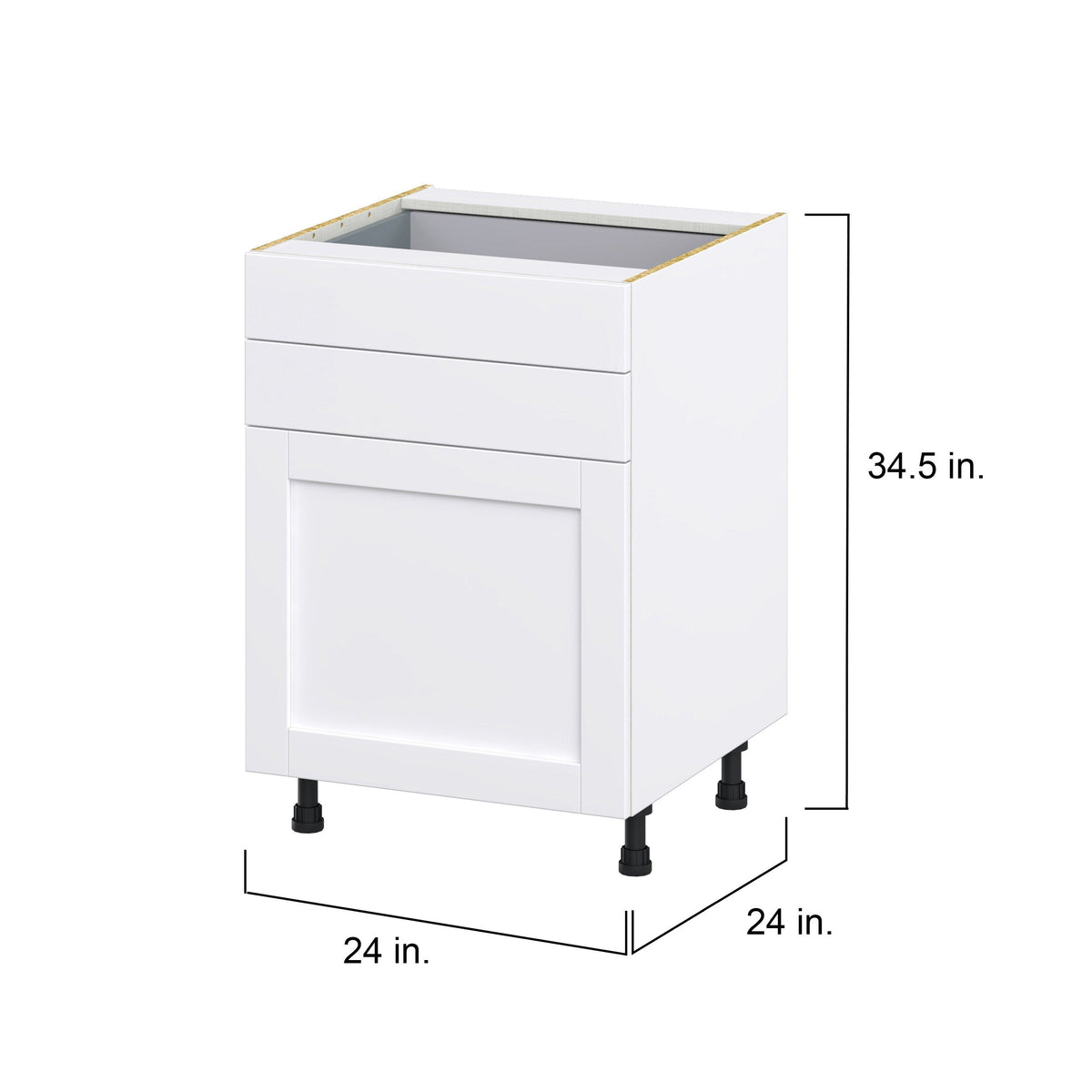 Hugo&Borg Rosemont 24-in W x 34.5-in H x 24-in D Glacier White 2-Drawers Base Fully Assembled Cabinet (Flat Panel Shaker Style)