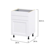 Hugo&Borg Rosemont 24-in W x 34.5-in H x 24-in D Glacier White 2-Drawers Base Fully Assembled Cabinet (Flat Panel Shaker Style)