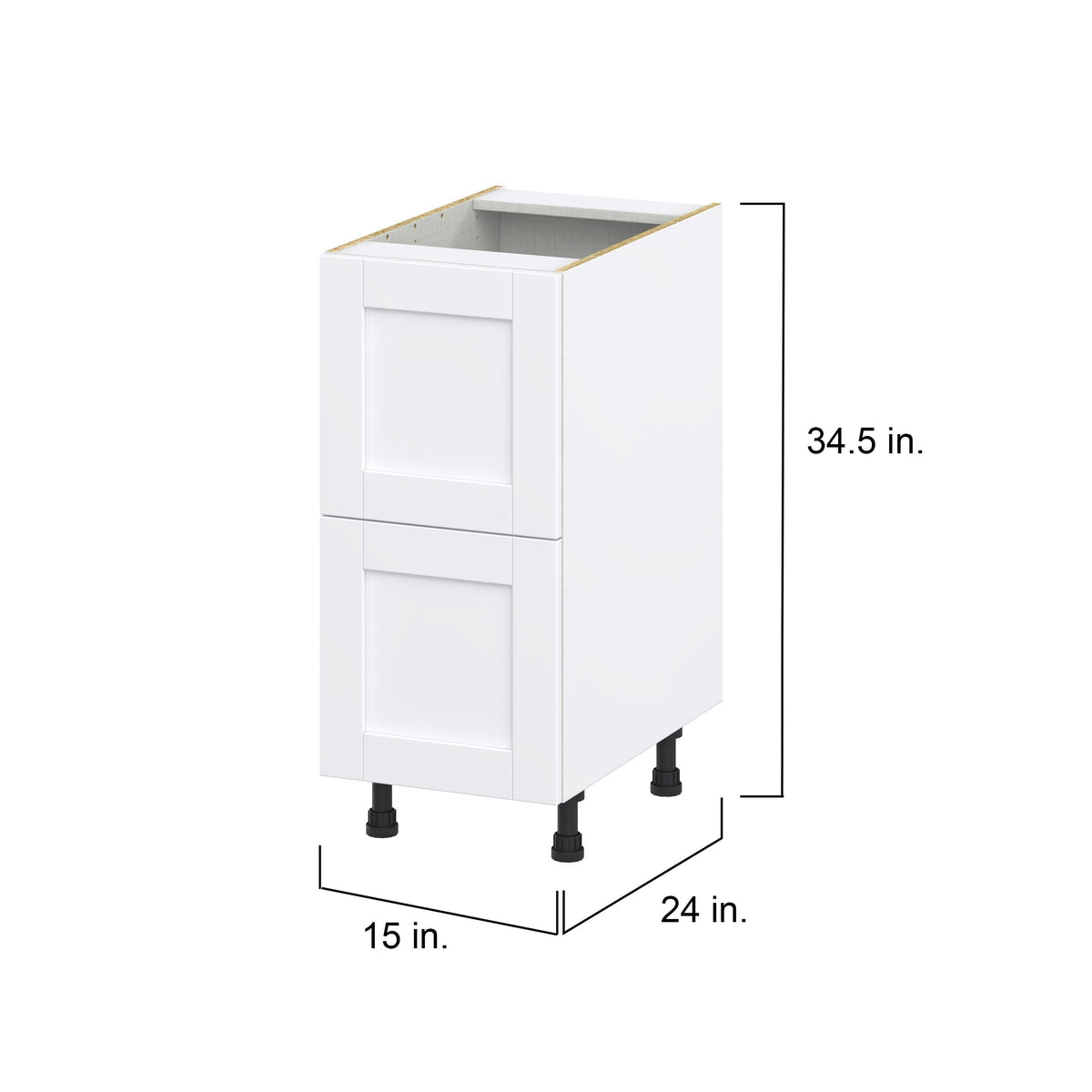 Hugo&Borg Rosemont 15-in W x 34.5-in H x 25-in D Glacier White 2-Drawer Base Fully Assembled Cabinet