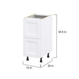 Hugo&Borg Rosemont 15-in W x 34.5-in H x 25-in D Glacier White 2-Drawer Base Fully Assembled Cabinet