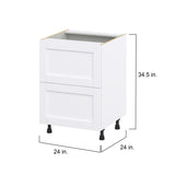 Hugo&Borg Rosemont 24-in W x 34.5-in H x 24-in D Glacier White 2-Drawer Base Fully Assembled Cabinet