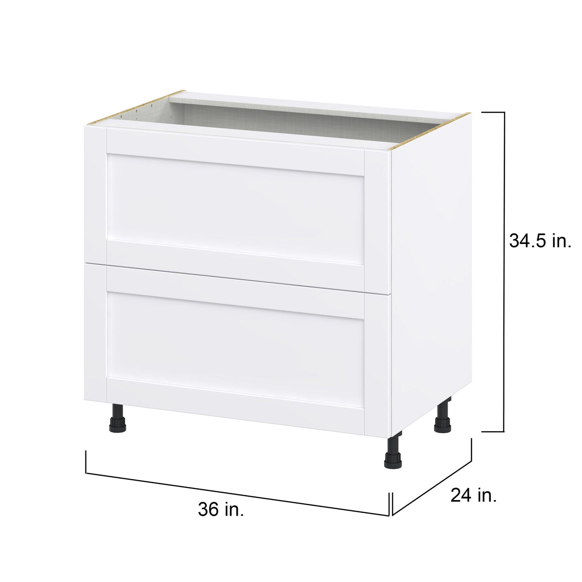 Hugo&Borg Rosemont 36-in W x 34.5-in H x 24-in D Glacier White 2-Drawer Base Fully Assembled Cabinet