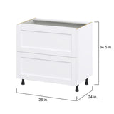 Hugo&Borg Rosemont 36-in W x 34.5-in H x 24-in D Glacier White 2-Drawer Base Fully Assembled Cabinet