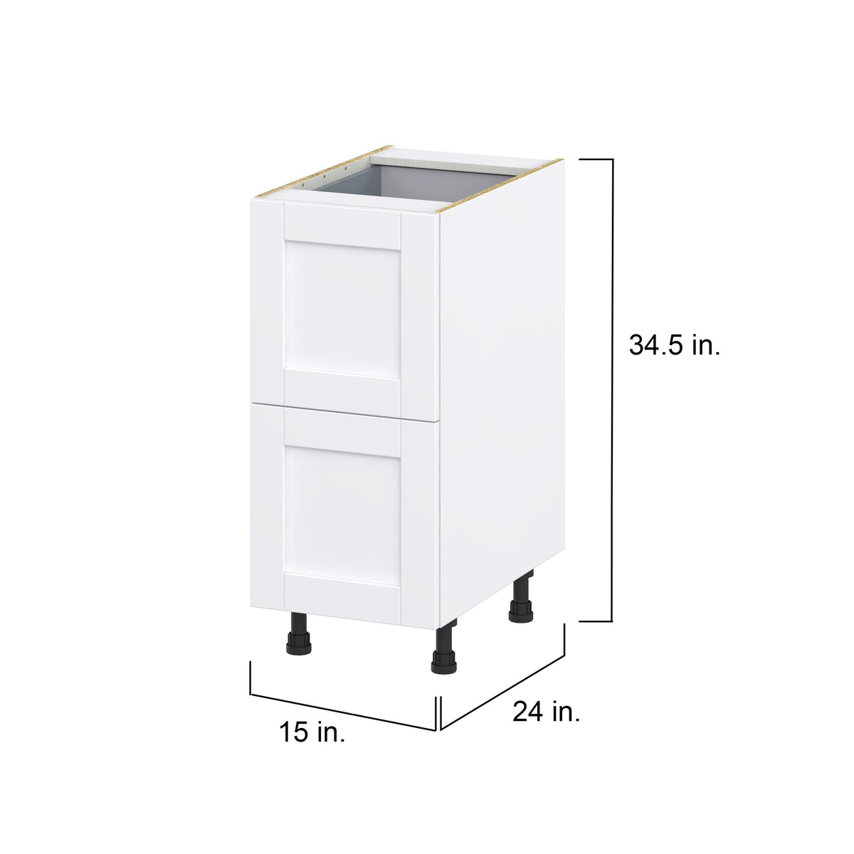 Hugo&Borg Rosemont 15-in W x 34.5-in H x 24-in D Glacier White 2-Drawer Base Fully Assembled Cabinet
