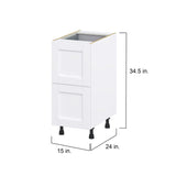 Hugo&Borg Rosemont 15-in W x 34.5-in H x 24-in D Glacier White 2-Drawer Base Fully Assembled Cabinet