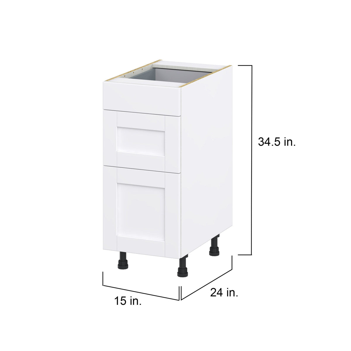 Hugo&Borg Rosemont 15-in W x 34.5-in H x 25-in D Glacier White 3-Drawer Base Fully Assembled Cabinet