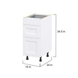 Hugo&Borg Rosemont 15-in W x 34.5-in H x 25-in D Glacier White 3-Drawer Base Fully Assembled Cabinet