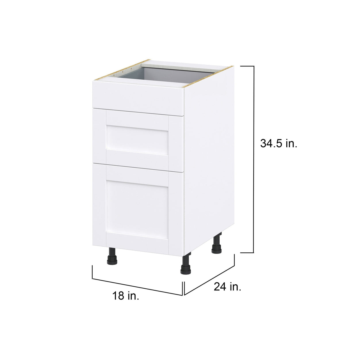 Hugo&Borg Rosemont 18-in W x 34.5-in H x 24-in D Glacier White 3-Drawer Base Fully Assembled Cabinet