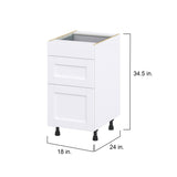 Hugo&Borg Rosemont 18-in W x 34.5-in H x 24-in D Glacier White 3-Drawer Base Fully Assembled Cabinet