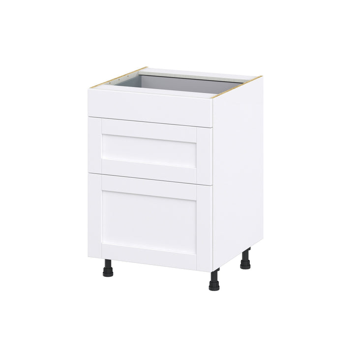 Hugo&Borg Rosemont 24-in W x 34.5-in H x 24-in D Glacier White 3-Drawer Base Fully Assembled Cabinet