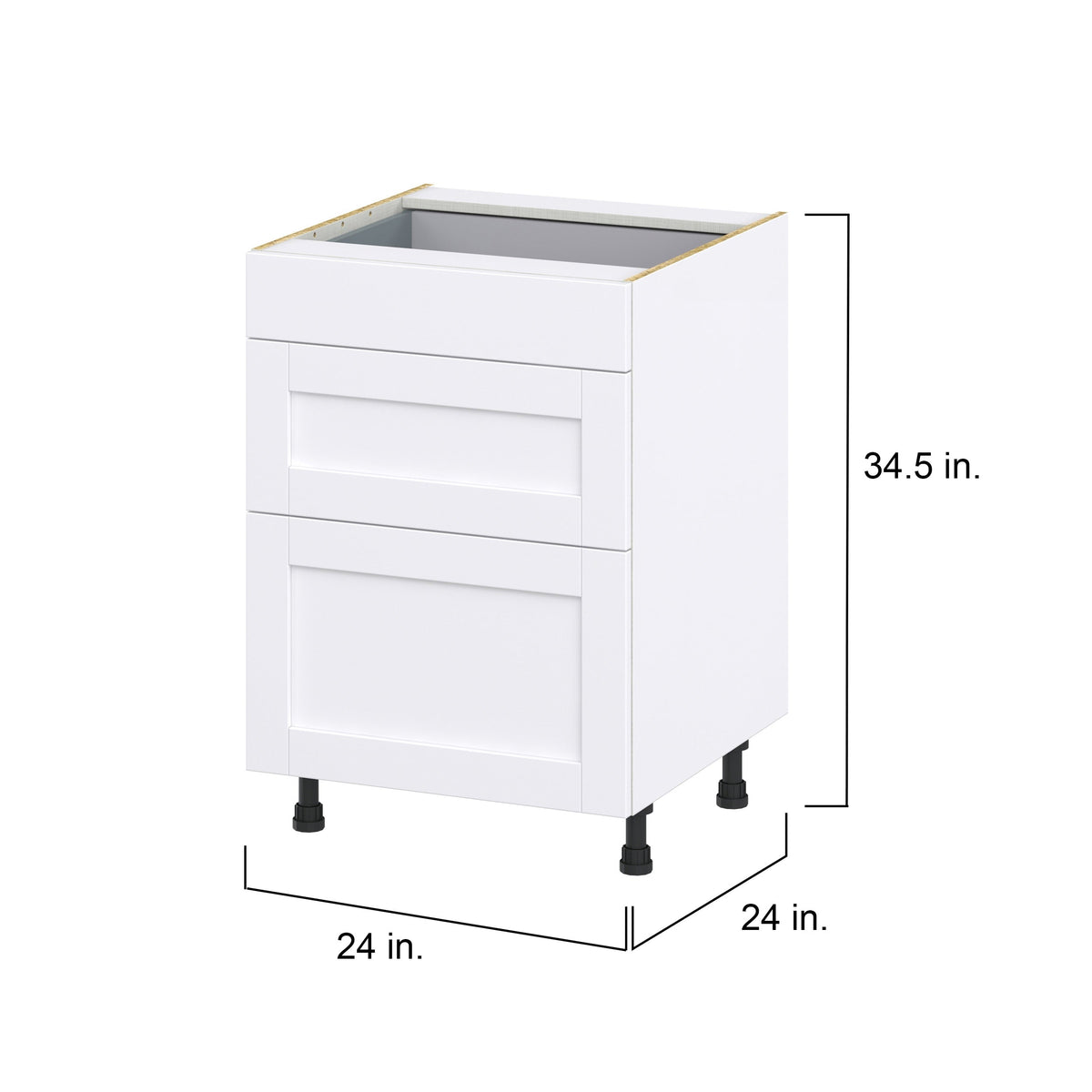 Hugo&Borg Rosemont 24-in W x 34.5-in H x 24-in D Glacier White 3-Drawer Base Fully Assembled Cabinet