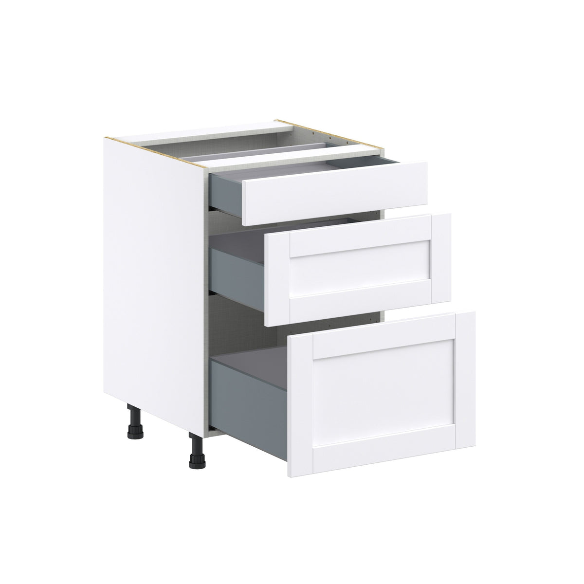 Hugo&Borg Rosemont 24-in W x 34.5-in H x 24-in D Glacier White 3-Drawer Base Fully Assembled Cabinet