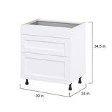 Hugo&Borg Rosemont 30-in W x 34.5-in H x 25-in D Glacier White 3-Drawer Base Fully Assembled Cabinet