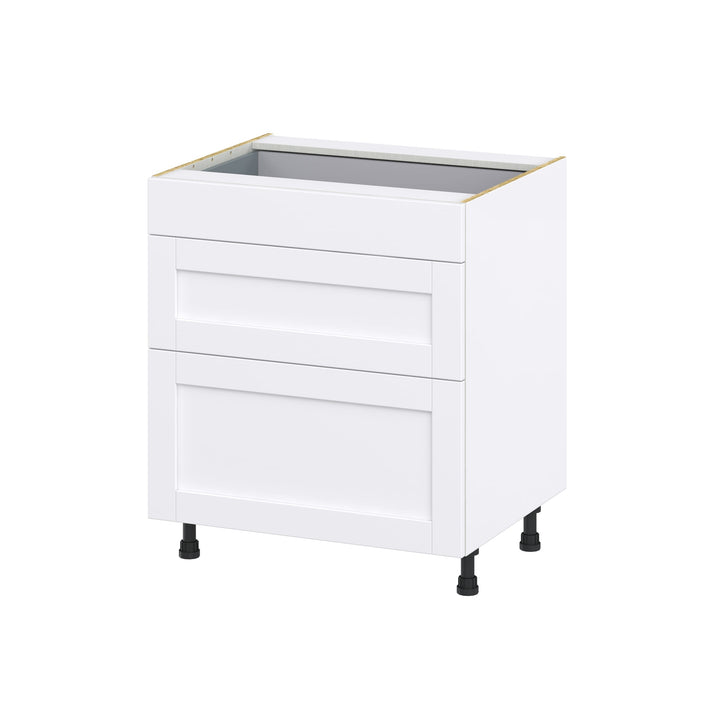 Hugo&Borg Rosemont 30-in W x 34.5-in H x 25-in D Glacier White 3-Drawer Base Fully Assembled Cabinet
