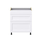 Hugo&Borg Rosemont 30-in W x 34.5-in H x 25-in D Glacier White 3-Drawer Base Fully Assembled Cabinet