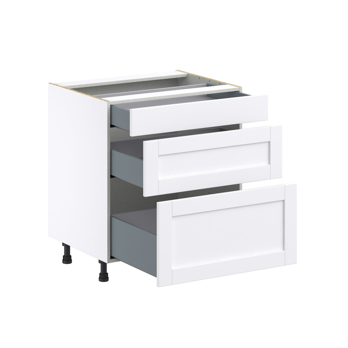 Hugo&Borg Rosemont 30-in W x 34.5-in H x 25-in D Glacier White 3-Drawer Base Fully Assembled Cabinet