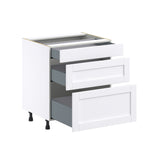 Hugo&Borg Rosemont 30-in W x 34.5-in H x 25-in D Glacier White 3-Drawer Base Fully Assembled Cabinet