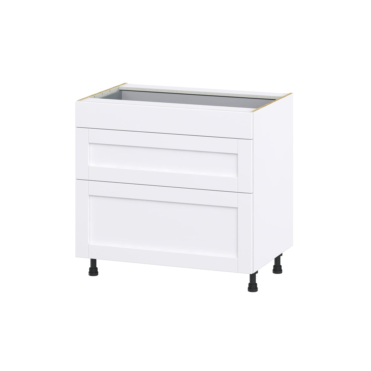 Hugo&Borg Rosemont 36-in W x 34.5-in H x 24-in D Glacier White 3-Drawer Base Fully Assembled Cabinet