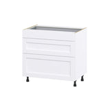 Hugo&Borg Rosemont 36-in W x 34.5-in H x 24-in D Glacier White 3-Drawer Base Fully Assembled Cabinet