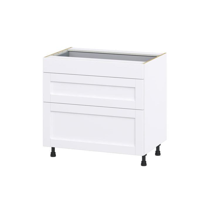 Hugo&Borg Rosemont 36-in W x 34.5-in H x 24-in D Glacier White 3-Drawer Base Fully Assembled Cabinet