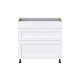 Hugo&Borg Rosemont 36-in W x 34.5-in H x 24-in D Glacier White 3-Drawer Base Fully Assembled Cabinet