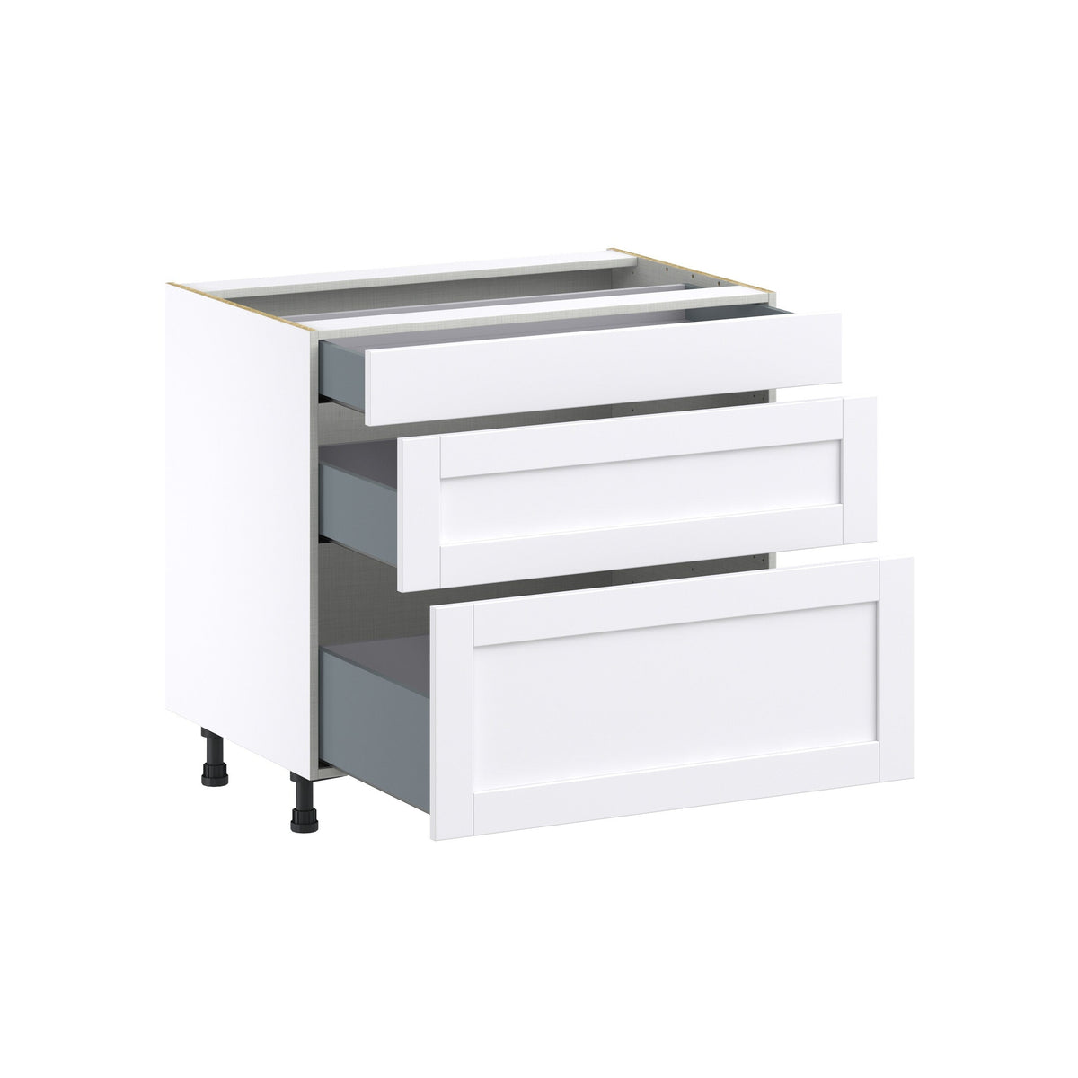 Hugo&Borg Rosemont 36-in W x 34.5-in H x 24-in D Glacier White 3-Drawer Base Fully Assembled Cabinet