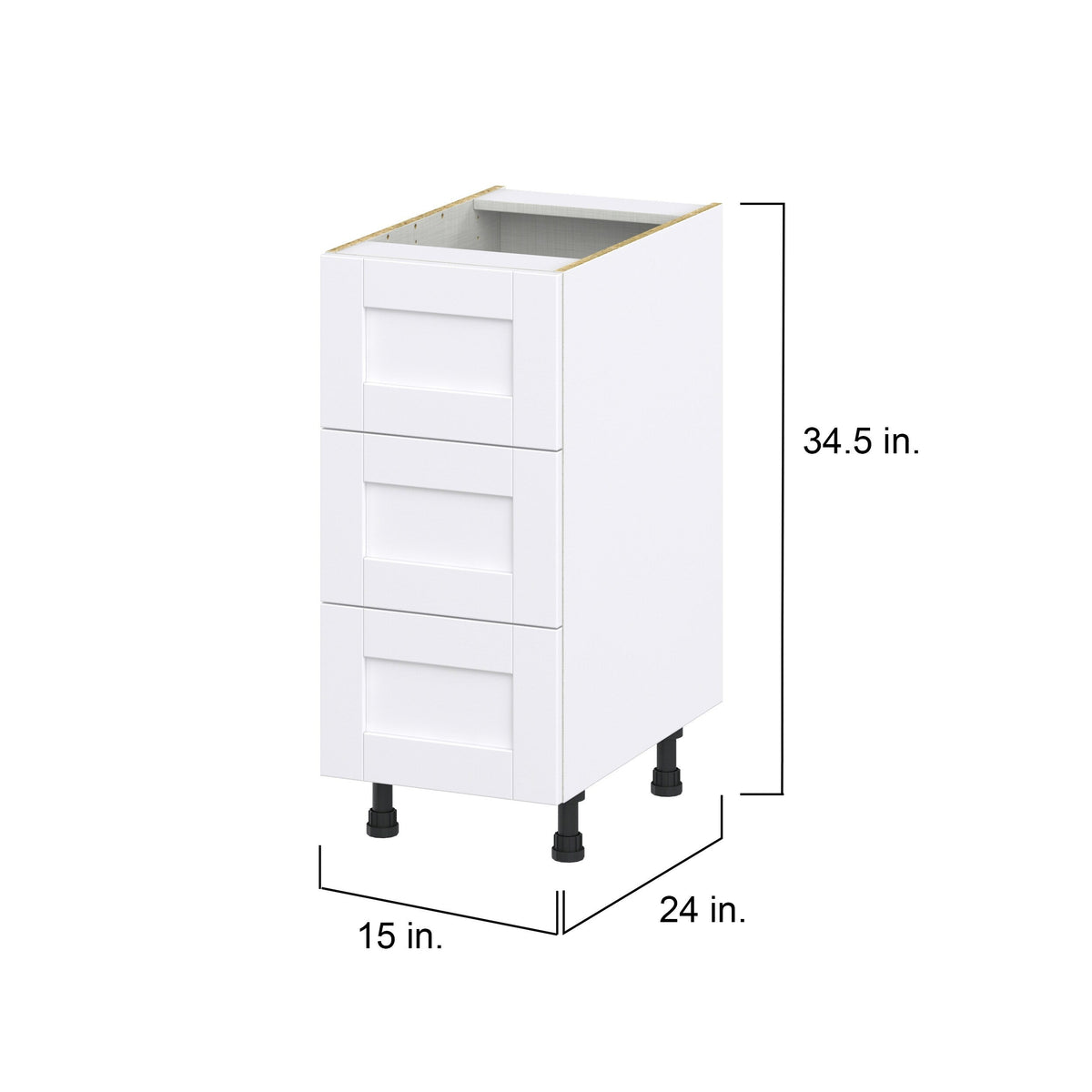 Hugo&Borg Rosemont 15-in W x 34.5-in H x 24-in D Glacier White 3-Drawer Base Fully Assembled Cabinet