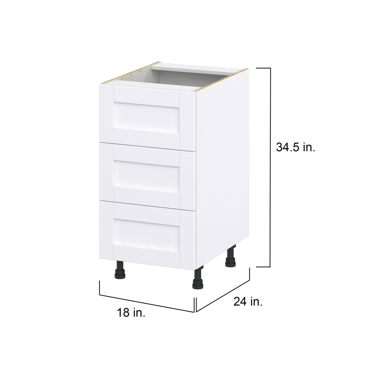 Hugo&Borg Rosemont 18-in W x 34.5-in H x 24-in D Glacier White 3-Drawer Base Fully Assembled Cabinet