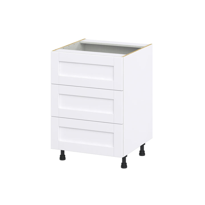 Hugo&Borg Rosemont 24-in W x 34.5-in H x 24-in D Glacier White 3-Drawer Base Fully Assembled Cabinet