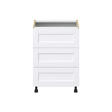 Hugo&Borg Rosemont 24-in W x 34.5-in H x 24-in D Glacier White 3-Drawer Base Fully Assembled Cabinet