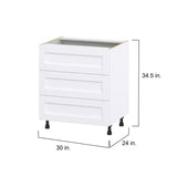 Hugo&Borg Rosemont 30-in W x 34.5-in H x 24-in D Glacier White 3-Drawer Base Fully Assembled Cabinet