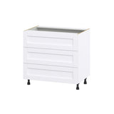 Hugo&Borg Rosemont 36-in W x 34.5-in H x 24-in D Glacier White 3-Drawer Base Fully Assembled Cabinet