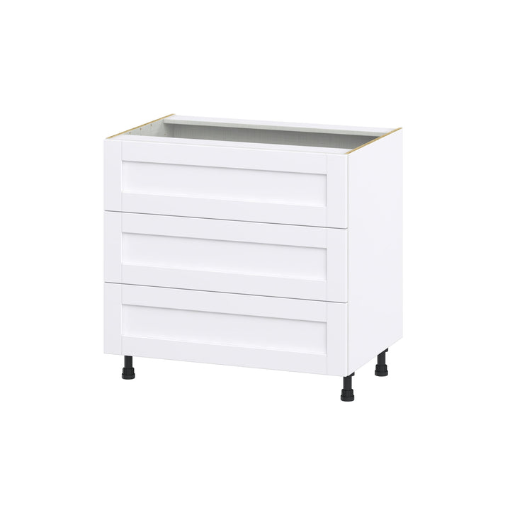 Hugo&Borg Rosemont 36-in W x 34.5-in H x 24-in D Glacier White 3-Drawer Base Fully Assembled Cabinet