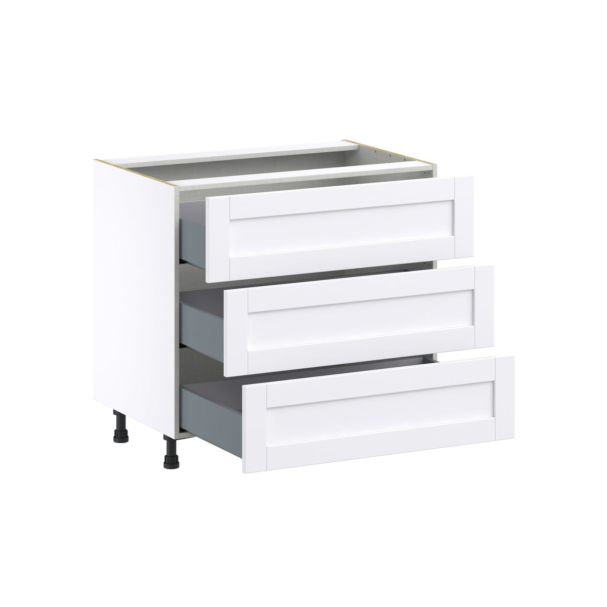 Hugo&Borg Rosemont 36-in W x 34.5-in H x 24-in D Glacier White 3-Drawer Base Fully Assembled Cabinet