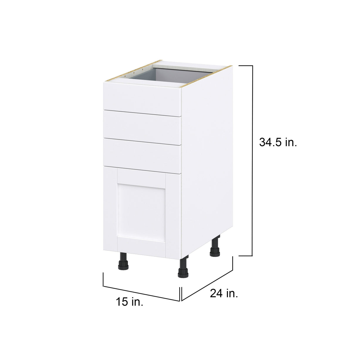 Hugo&Borg Rosemont 15-in W x 34.5-in H x 25-in D Glacier White 4-Drawer Base Fully Assembled Cabinet