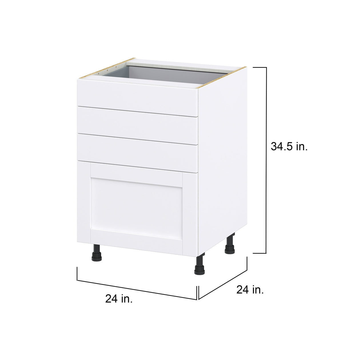 Hugo&Borg Rosemont 24-in W x 34.5-in H x 24-in D Glacier White 4-Drawer Base Fully Assembled Cabinet