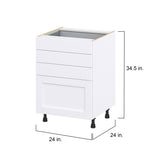 Hugo&Borg Rosemont 24-in W x 34.5-in H x 24-in D Glacier White 4-Drawer Base Fully Assembled Cabinet