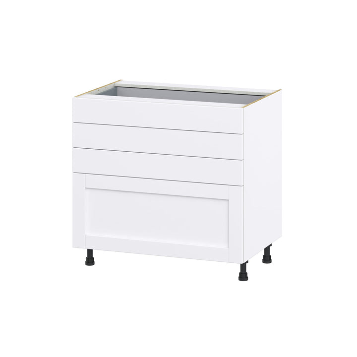 Hugo&Borg Rosemont 36-in W x 34.5-in H x 24-in D Glacier White 4-Drawer Base Fully Assembled Cabinet
