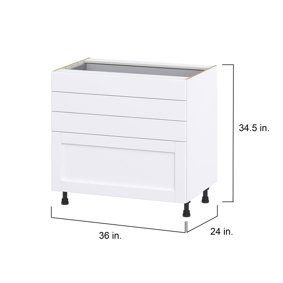 Hugo&Borg Rosemont 36-in W x 34.5-in H x 24-in D Glacier White 4-Drawer Base Fully Assembled Cabinet