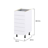 Hugo&Borg Rosemont 15-in W x 34.5-in H x 24-in D Glacier White 6-Drawer Base Fully Assembled Cabinet