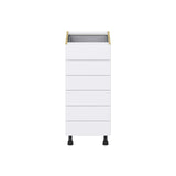 Hugo&Borg Rosemont 15-in W x 34.5-in H x 24-in D Glacier White 6-Drawer Base Fully Assembled Cabinet