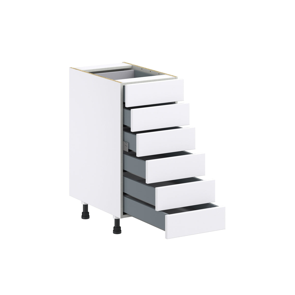 Hugo&Borg Rosemont 15-in W x 34.5-in H x 24-in D Glacier White 6-Drawer Base Fully Assembled Cabinet