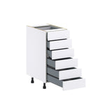 Hugo&Borg Rosemont 15-in W x 34.5-in H x 24-in D Glacier White 6-Drawer Base Fully Assembled Cabinet