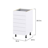 Hugo&Borg Rosemont 18-in W x 34.5-in H x 24-in D Glacier White 6-Drawer Base Fully Assembled Cabinet